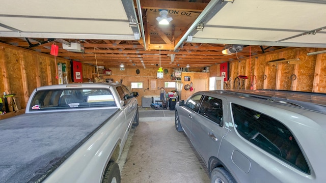 garage with a garage door opener