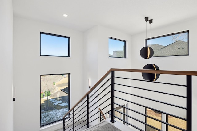 12745 Stutz Ct NE, Blaine, MN 55449 - stairway with plenty of natural light and recessed lighting