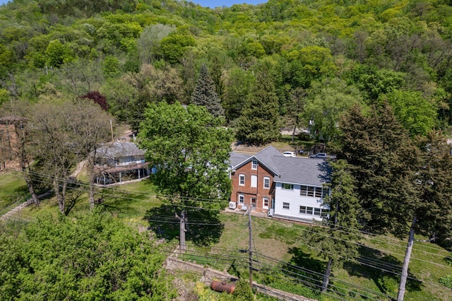 304 2nd St, Alma, WI 54610 - aerial view of property and surrounding area with a forest