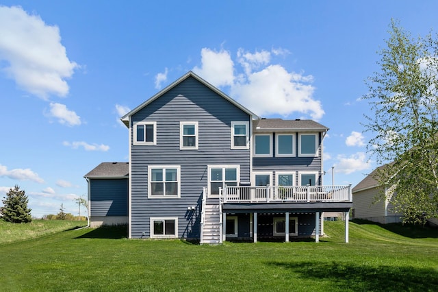 4118 San Vitero Ct, Victoria, MN 55318 - rear view of house with a deck, a yard, and stairs