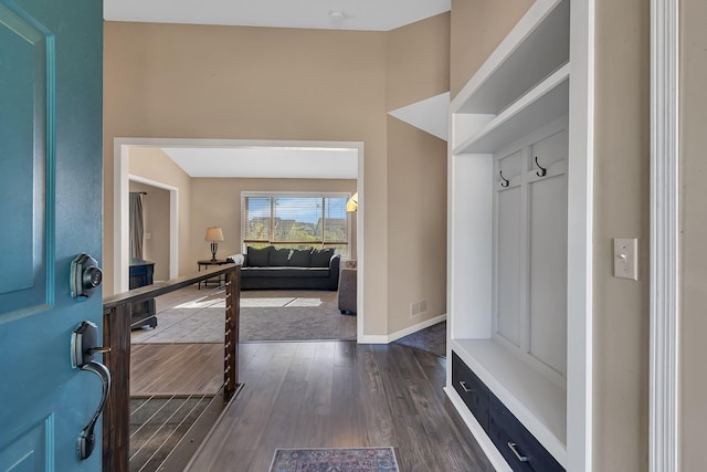 7320 Deer Pass Dr, Centerville, MN 55038 - mudroom with dark wood-style floors and baseboards