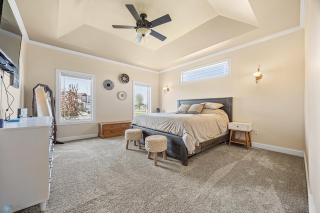 3914 21st Ave S, Moorhead, MN 56560 - carpeted bedroom with a raised ceiling, multiple windows, crown molding, and baseboards