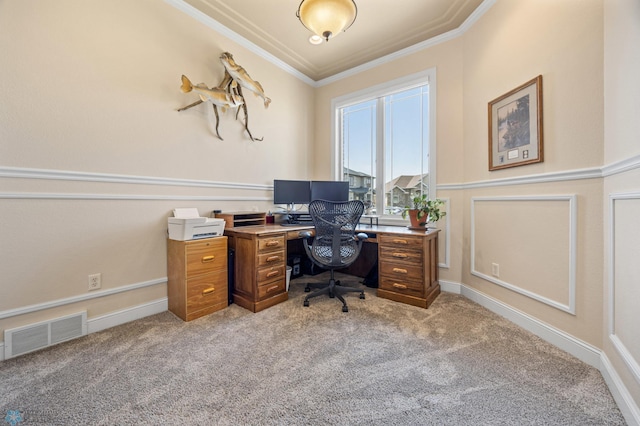 3914 21st Ave S, Moorhead, MN 56560 - office with light colored carpet, ornamental molding, and baseboards