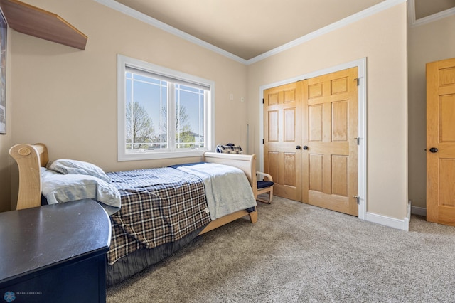 3914 21st Ave S, Moorhead, MN 56560 - bedroom with ornamental molding, carpet flooring, baseboards, and a closet
