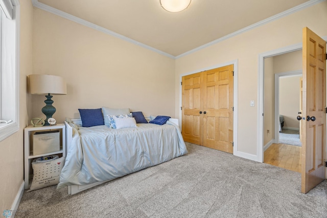 3914 21st Ave S, Moorhead, MN 56560 - carpeted bedroom featuring crown molding, baseboards, and a closet