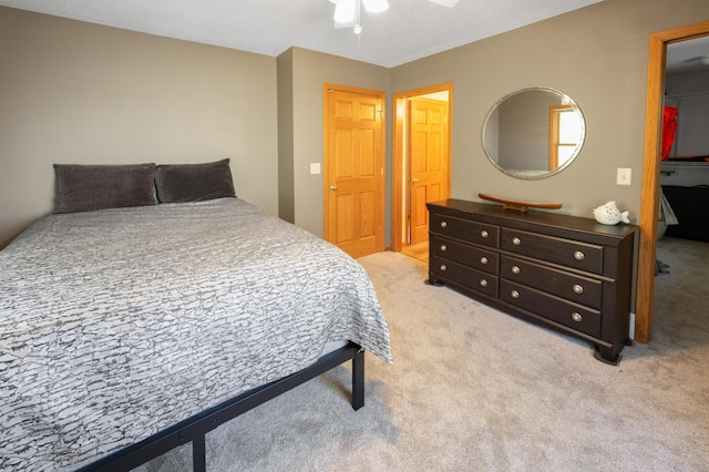 29825 Minerva Cir, Swiss Twp, WI 54830 - bedroom with light carpet, a closet, a spacious closet, and a ceiling fan
