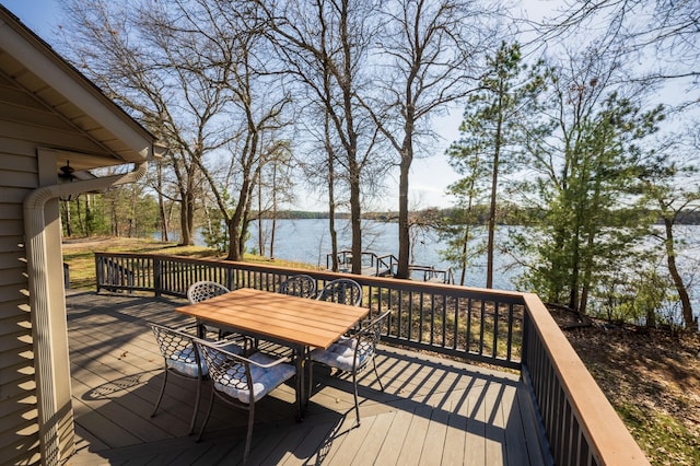 29825 Minerva Cir, Swiss Twp, WI 54830 - wooden deck with a water view and outdoor dining space