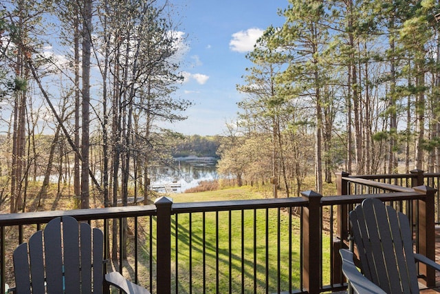 12640 Fawn Lake Rd, Crosslake, MN 56442 - deck with a water view and a yard