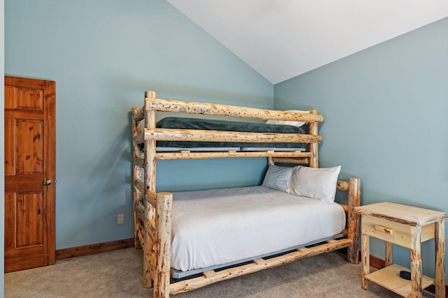 12640 Fawn Lake Rd, Crosslake, MN 56442 - bedroom featuring carpet flooring and lofted ceiling