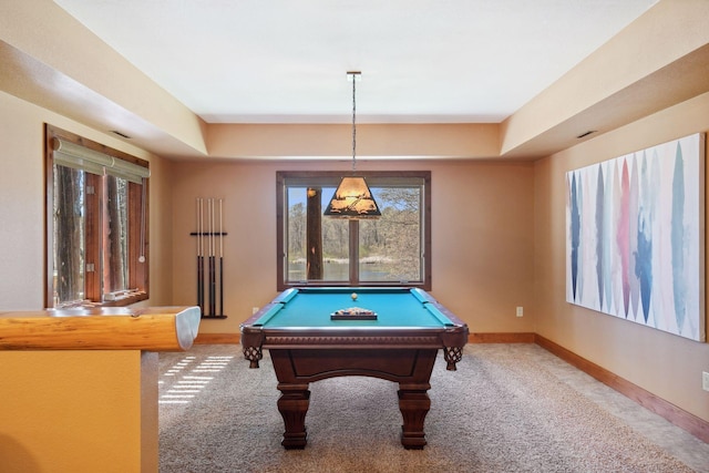 12640 Fawn Lake Rd, Crosslake, MN 56442 - playroom with carpet, baseboards, and billiards table