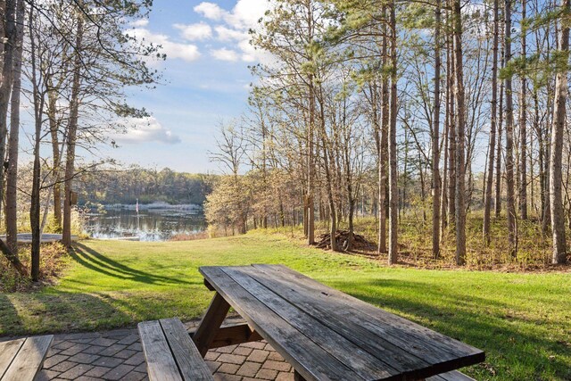 12640 Fawn Lake Rd, Crosslake, MN 56442 - surrounding community featuring a water view, a lawn, and a view of trees