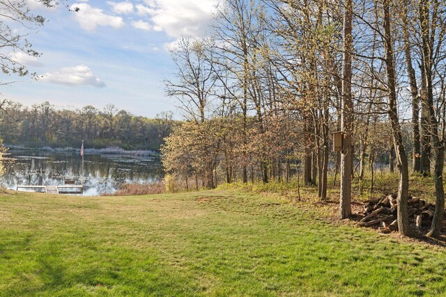 12640 Fawn Lake Rd, Crosslake, MN 56442 - view of green lawn featuring a water view and a forest view