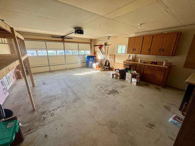 garage with a garage door opener