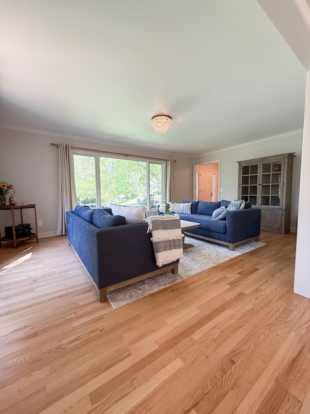 14700 Minnehaha Pl, Minnetonka, MN 55391 - living area featuring ornamental molding, wood finished floors, and baseboards