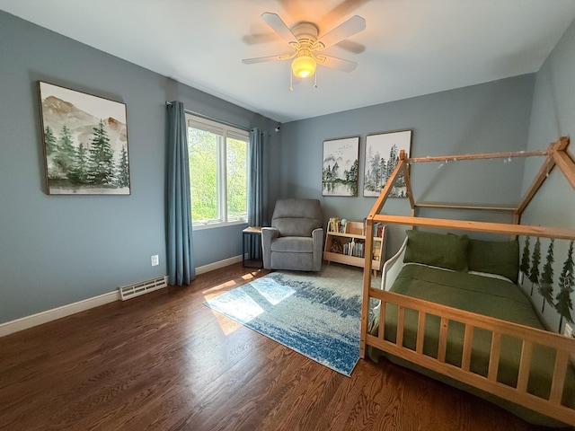 14700 Minnehaha Pl, Minnetonka, MN 55391 - bedroom with baseboards, wood finished floors, and a ceiling fan