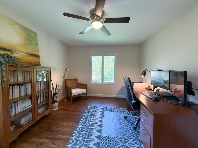 14700 Minnehaha Pl, Minnetonka, MN 55391 - office space featuring dark wood-style floors, baseboards, and a ceiling fan