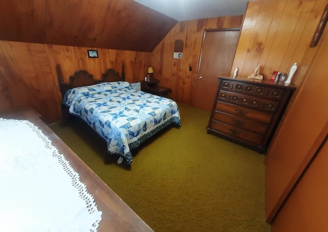 101 8th Ave N, Saint James, MN 56081 - bedroom with wooden walls, lofted ceiling, and carpet floors