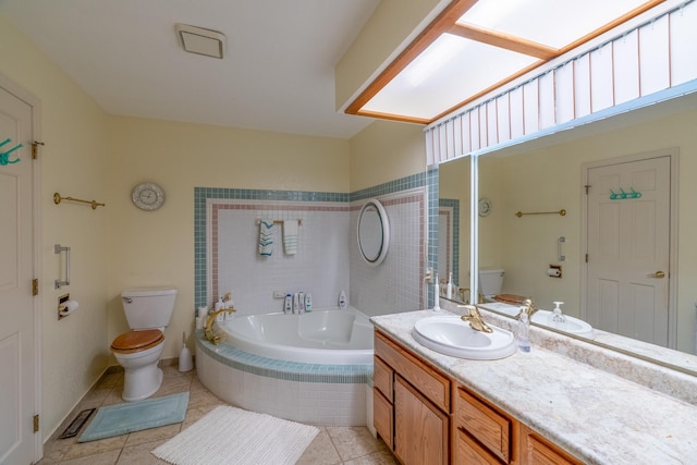 402 2nd Ave SE, Mapleton, MN 56065 - bathroom with toilet, a bath, tile patterned flooring, and vanity
