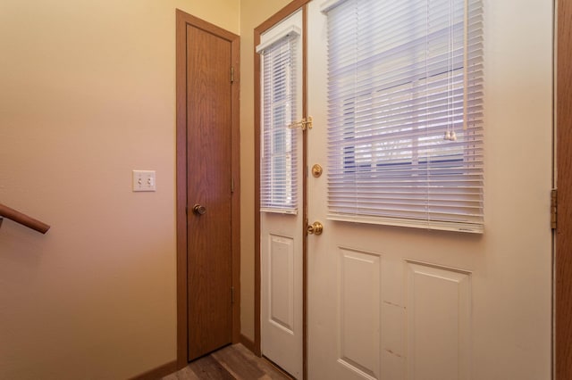 1346 Latoka Drive Ct SW, Alexandria, MN 56308 - doorway to outside featuring wood finished floors and baseboards