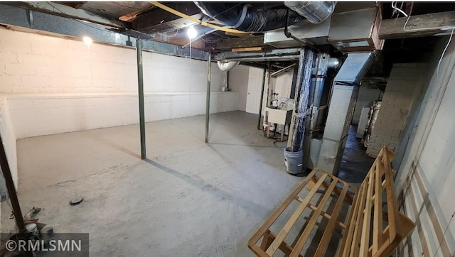 view of unfinished basement