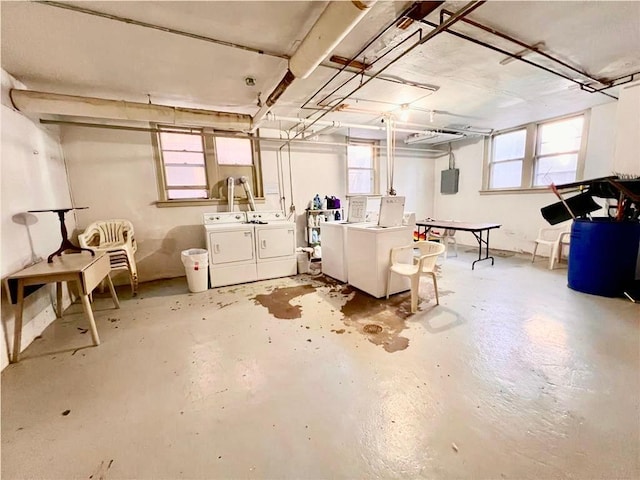 3116 12th Ave S Unit A209, Minneapolis, MN 55407 - below grade area featuring washing machine and clothes dryer and electric panel