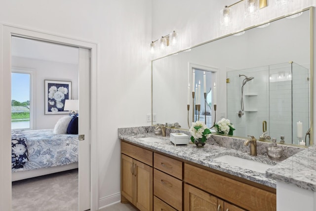 4505 Tovero Trl, Medina, MN 55340 - full bath with ensuite bathroom, a stall shower, and double vanity