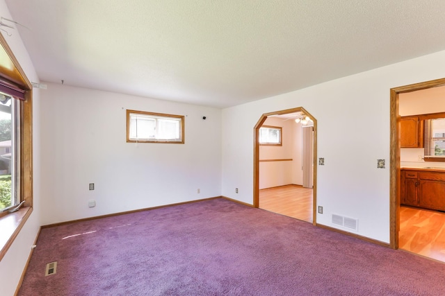 5391 Cottage Ave, White Bear Twp, MN 55110 - unfurnished room with arched walkways, plenty of natural light, and light carpet