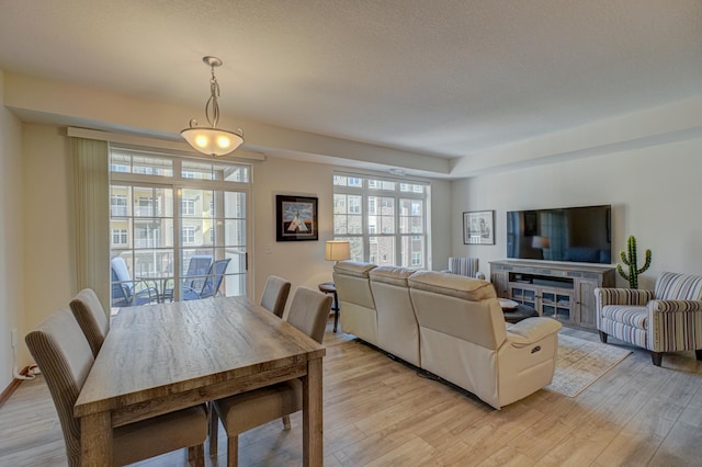 dining space with light wood-type flooring