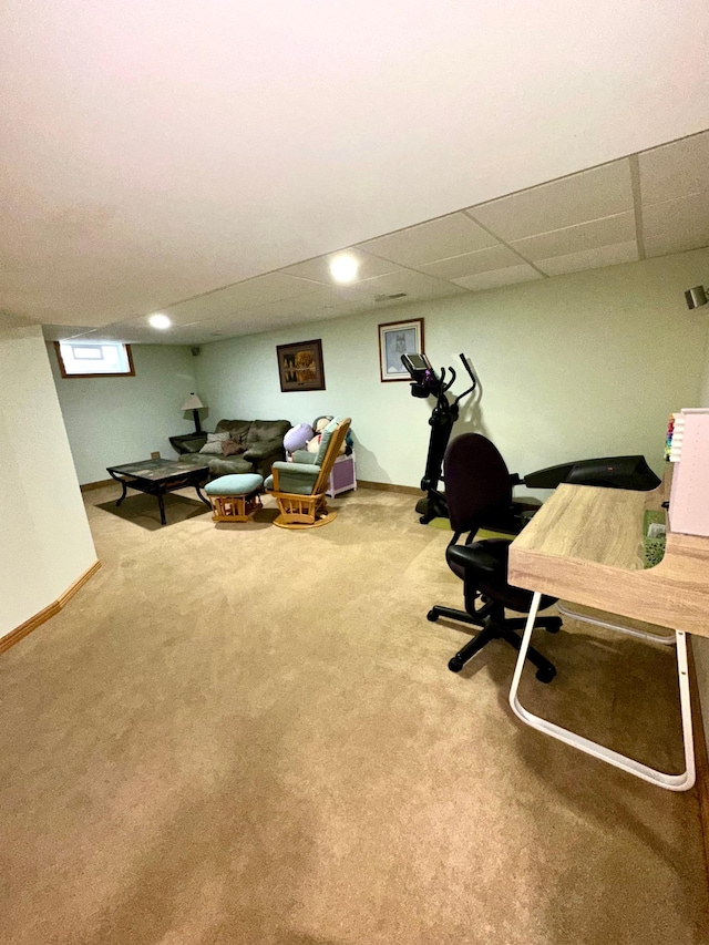 office area featuring carpet flooring