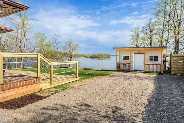 12606 Abbey Lake Ln, Lake View Twp, MN 56501 - view of outdoor structure with a water view and an outdoor structure