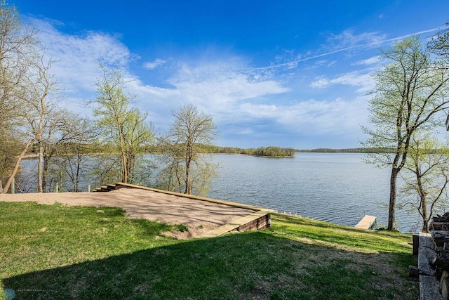 12606 Abbey Lake Ln, Lake View Twp, MN 56501 - dock with a water view and a lawn