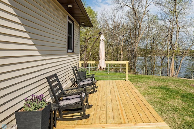 12606 Abbey Lake Ln, Lake View Twp, MN 56501 - wooden terrace with a lawn