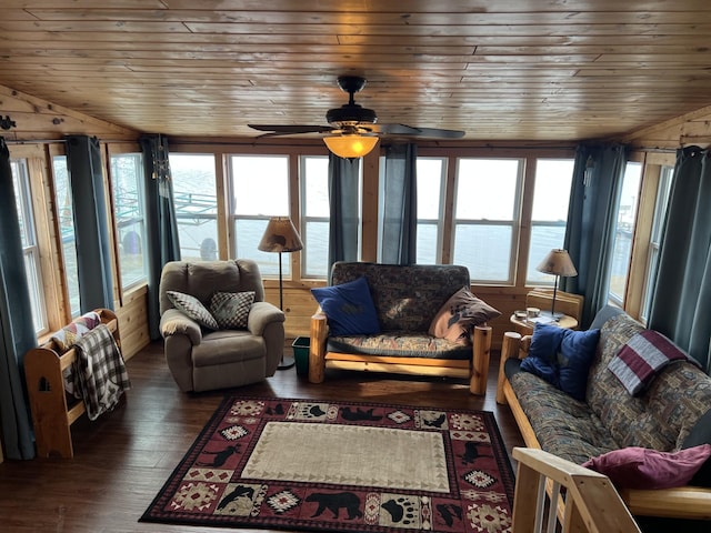 11749 Side Dr, Fine Lakes Twp, MN 55798 - sunroom featuring wood ceiling, vaulted ceiling, and hardwood / wood-style flooring