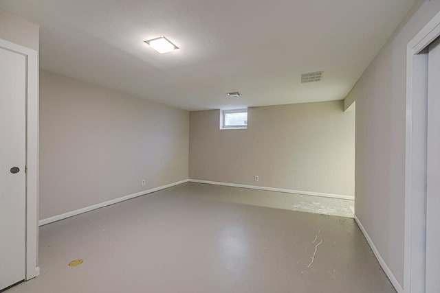 below grade area featuring baseboards