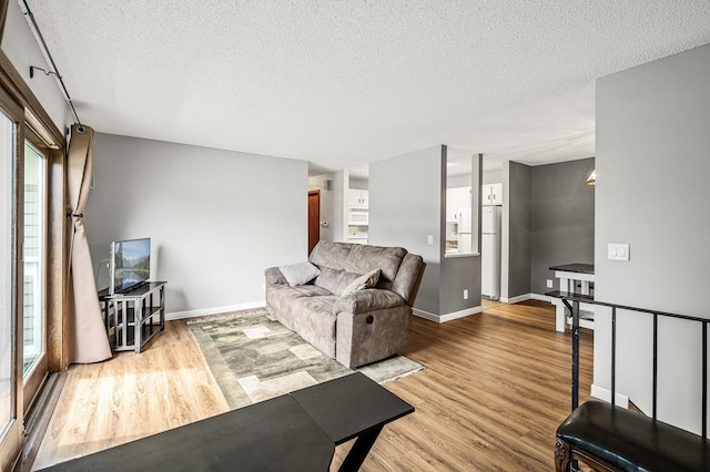 2478 Cobble Hill Alcove Unit C, Woodbury, MN 55125 - living room with wood finished floors, a textured ceiling, and baseboards