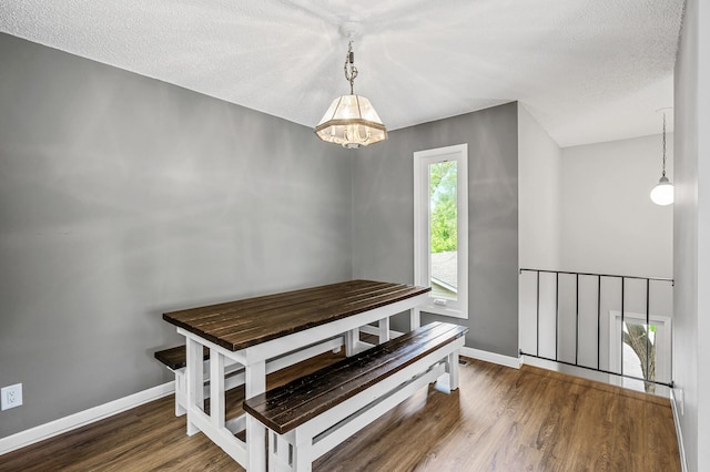 2478 Cobble Hill Alcove Unit C, Woodbury, MN 55125 - dining space with wood finished floors, baseboards, a chandelier, and a textured ceiling