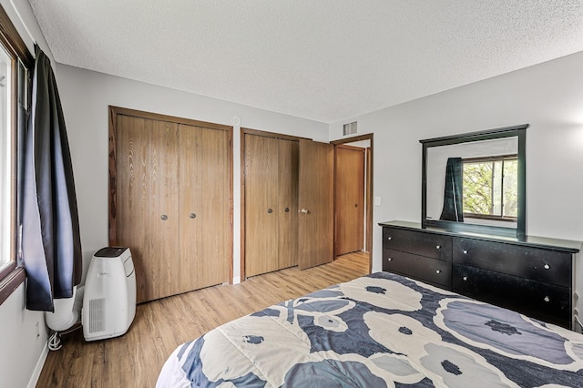 2478 Cobble Hill Alcove Unit C, Woodbury, MN 55125 - bedroom featuring wood finished floors, two closets, a textured ceiling, and baseboards