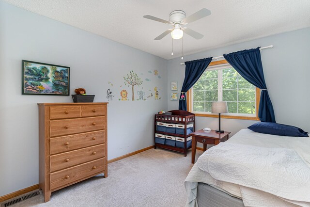 10916 181st Ln NW, Elk River, MN 55330 - bedroom with light carpet, baseboards, and ceiling fan