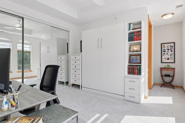 501 Main St N Unit 409, Stillwater, MN 55082 - office area featuring ceiling fan, light carpet, and baseboards