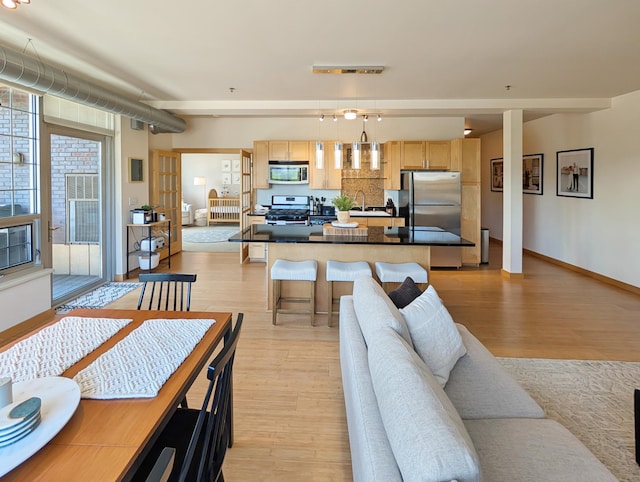 521 2nd St SE Unit 206, Minneapolis, MN 55414 - living room featuring light wood finished floors and baseboards