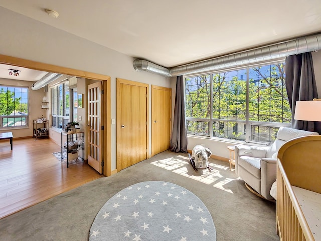 521 2nd St SE Unit 206, Minneapolis, MN 55414 - sitting room with french doors, carpet, and baseboards