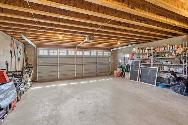 garage with a garage door opener