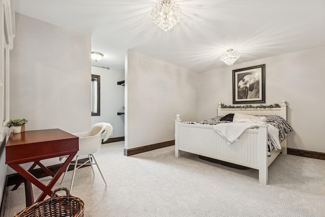 2169 Ibson Ave SE, Rockford Twp, MN 55313 - bedroom featuring a chandelier, light colored carpet, and baseboards