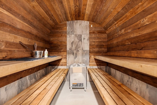 2169 Ibson Ave SE, Rockford Twp, MN 55313 - sauna featuring wooden walls and wood ceiling