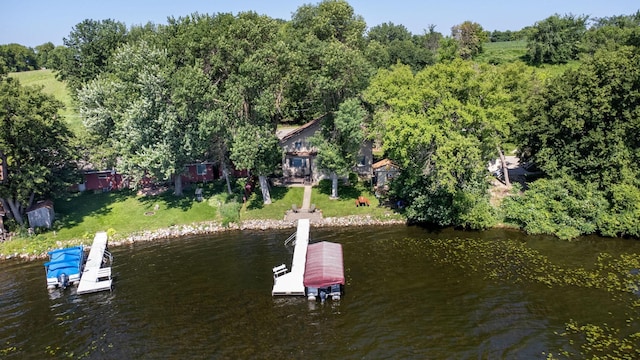 21140 654th Ave, Litchfield, MN 55355 - dock featuring a water view and a lawn