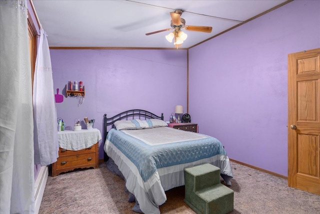 1361 60th St Unit D, Apple River Twp, WI 54889 - bedroom featuring carpet, a ceiling fan, baseboards, and ornamental molding