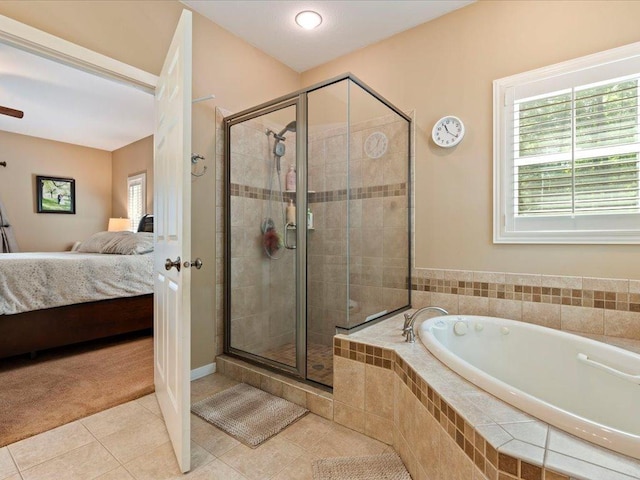 26746 County Road 4, Nisswa, MN 56468 - ensuite bathroom with a bath, a shower stall, and tile patterned floors