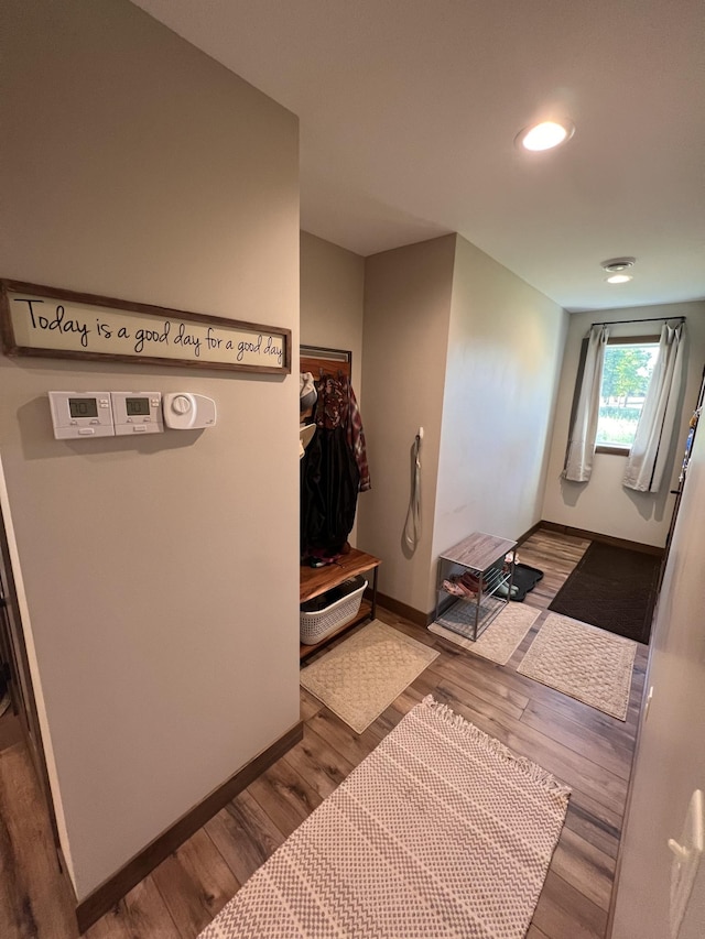 12826 Parview Ln NE, Miltona, MN 56354 - corridor with wood finished floors, baseboards, and recessed lighting