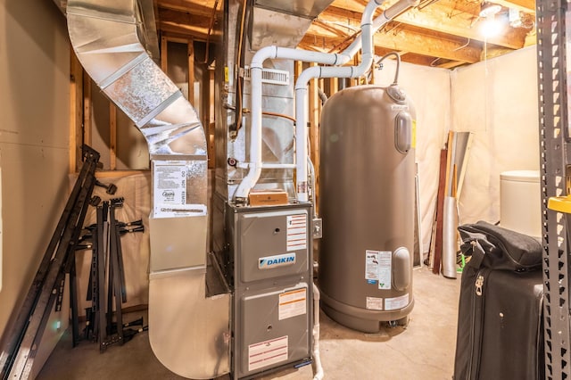 utility room with water heater