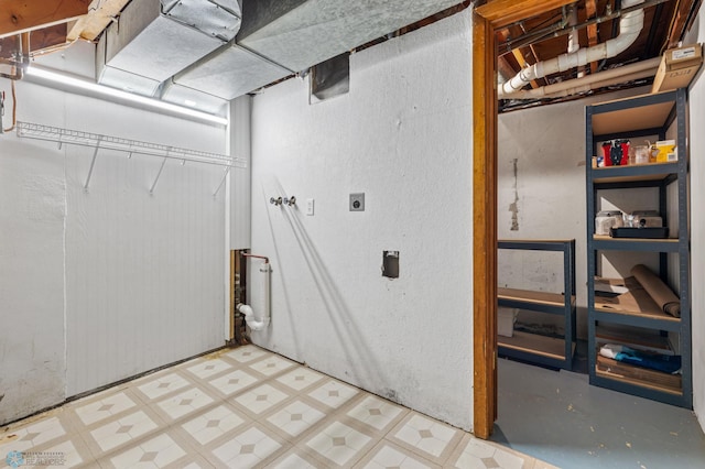 unfinished below grade area with light flooring